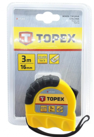 Рулетка вимірювальна TOPEX 3м х 16мм (27C303) Рулетка вимірювальна TOPEX 3м х 16мм (27C303) | Фото 2