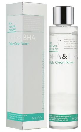 Тонер для обличчя Mizon Aha&Bha Daily Clean Toner від чорних цяток 150 мл (8809663751838) | Фото 1